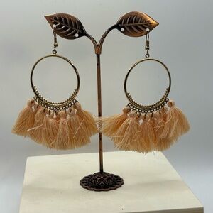 Peach Bohemian Fringed Tassel Earrings
